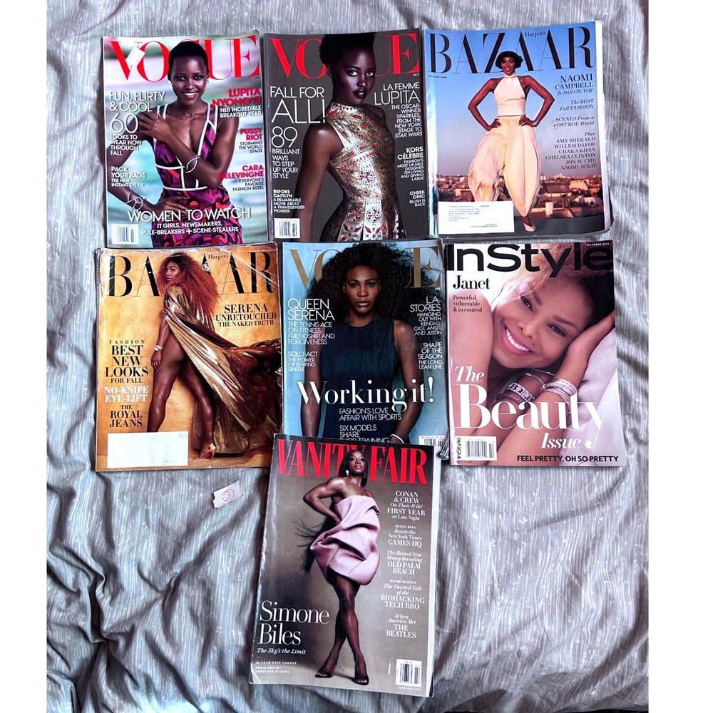 Vogue Harpers Bazaar InStyle Vanity Fair Magazine Lot Serena Simone Lupita Janet